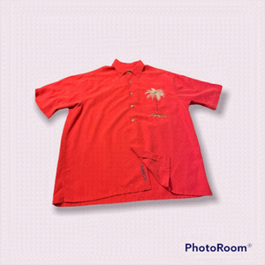 Bamboo Cay Hawaiian men’s embroidered style button down short sleeve - M